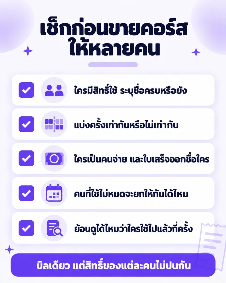 เช็กลิสต์ 5 ข้อก่อนขายคอร์สให้ลูกค้าหลายคนในบิลเดียว