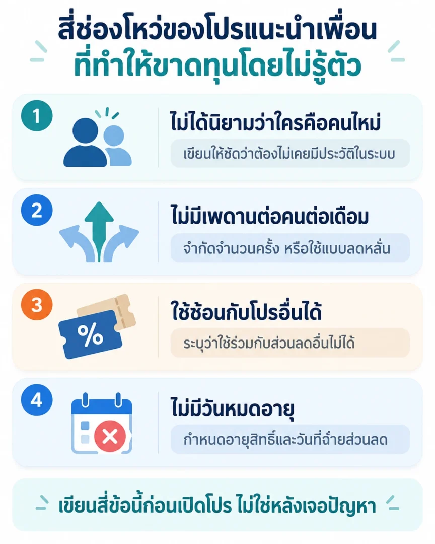 สี่ช่องโหว่ของโปรแนะนำเพื่อนที่ทำให้คลินิกขาดทุน พร้อมวิธีปิดแต่ละข้อ